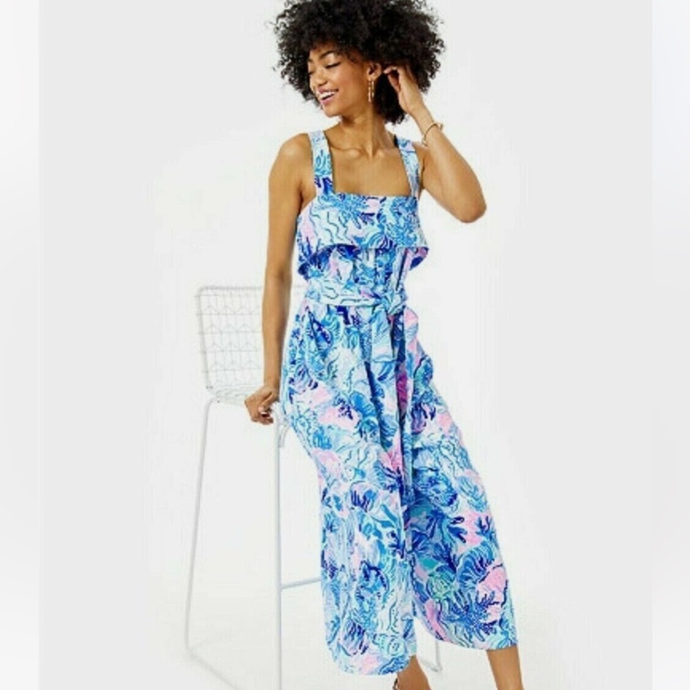 EUC Lilly Pulitzer Saltwater shade Jumpsuit size 14